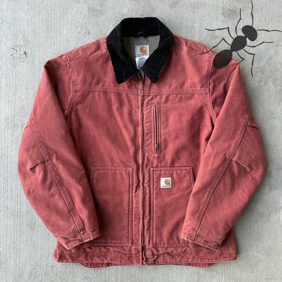 Vintage Y2K Carhartt WOMENS WC061 VRS red Sherpa lined work wear jacket - Picture 1 of 8